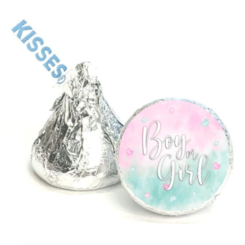 Boy or Girl Kisses Candy Stickers| 100pcs Waterproof Glossy Vinyl|Gender Reveal